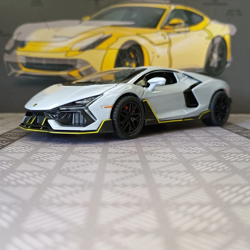 Фото 1:32 Имитация Lamborghini Revuelto Malissa Модифицированная модель автомобиля из сплава Коллекция украшений Двери могут открыть звук и свет Подарки №5