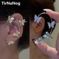 fashion metal crystal butterfly ear bones ear cuff no perforation geometric zircon ear clip ears hang women jewelry earrings