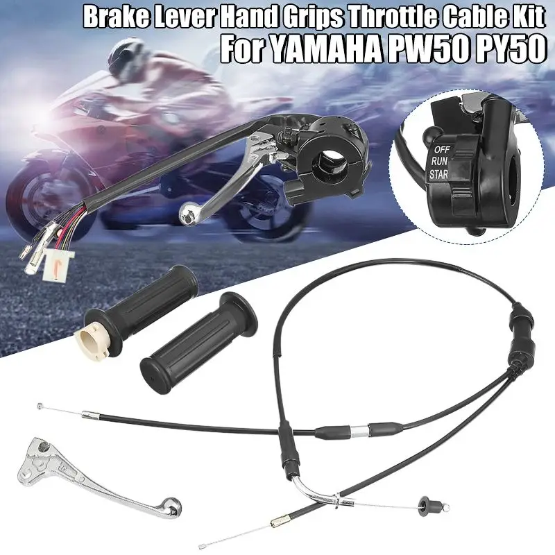 Left & Right Hand Brake Lever Grips Throttle Cable Switch For YAMAHA PW50 PY50 Motorcycle Accessories & Parts