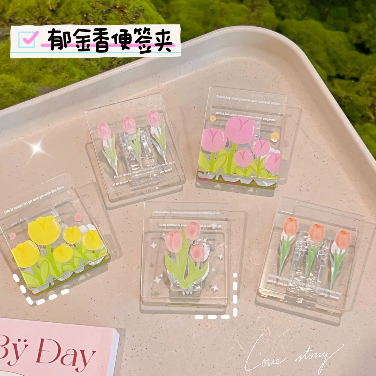 

Transparent Finishing Clip Small Clip File Sugar Acrylic Clip Long Tail Clip Color Tulip Account Folder