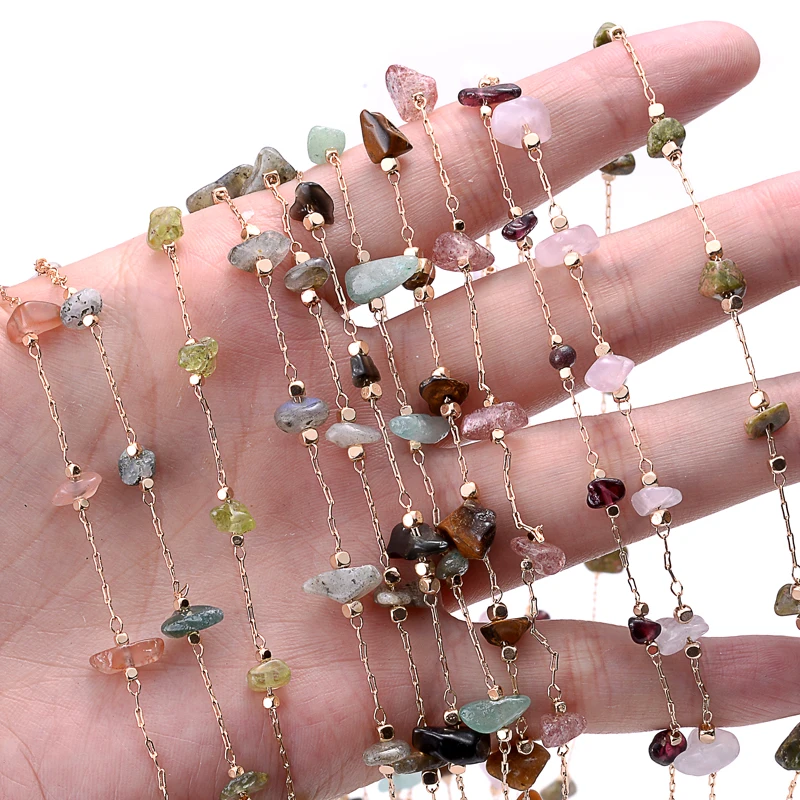 Бисер из натурального камня 1 метр металлическая цепочка гравия неправильной