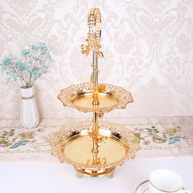 

2 Tier Metal Cake Stand Cupcake Stand Dessert Sushi Fruit Plate Wedding Birthday Cake Display Snack Tray