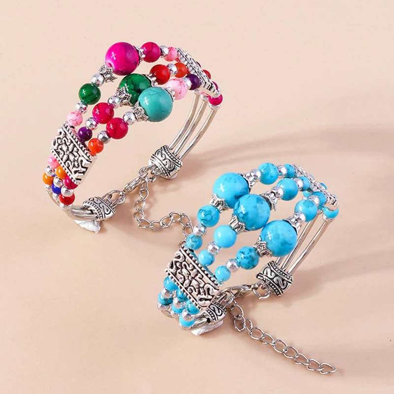 

New Bohemian Charm Bead Bracelets For Women Ethnic Natural Stone Wristband Bracelet Bangles Girls Fashion Jewelry Party Gifts