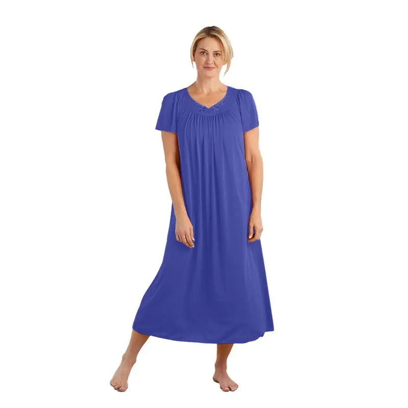 

Женская Длинная трикотажная ночная рубашка HMCN, с рукавами-фонариками, маленькая, ляпис-синяя