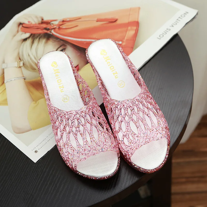 Women Slippers 2022 Fashion Wedges Sandals Summer Women Casual Jelly Shoes Sandals Hollow Out Mesh Women Shoes Ladies Slippers