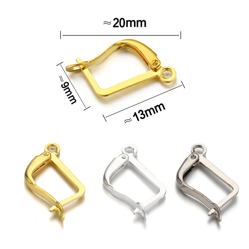 50pcs/lot Square Lever Earring Clips Earwire Ear Clasp Base French Earring Hooks for DIY Jewelry Finding Accessories Supplies