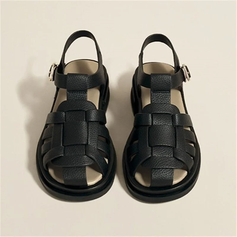 

Сандалии женские на платформе, Повседневная модная плетеная обувь на низком каблуке, удобные элегантные пляжные босоножки, лето