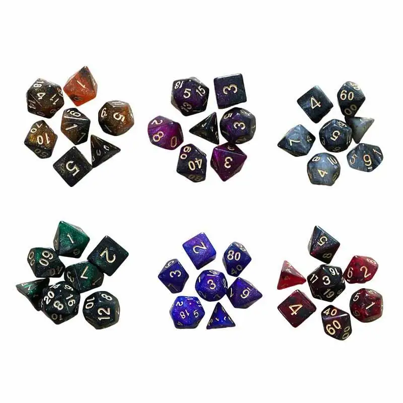 

Liplasting 7pcs/Set Game Multi Sides Dices Game Playing Mixed Color 4 6 8 10 12 20 Sided Dice For Parties TRPG Gamer TSLM1