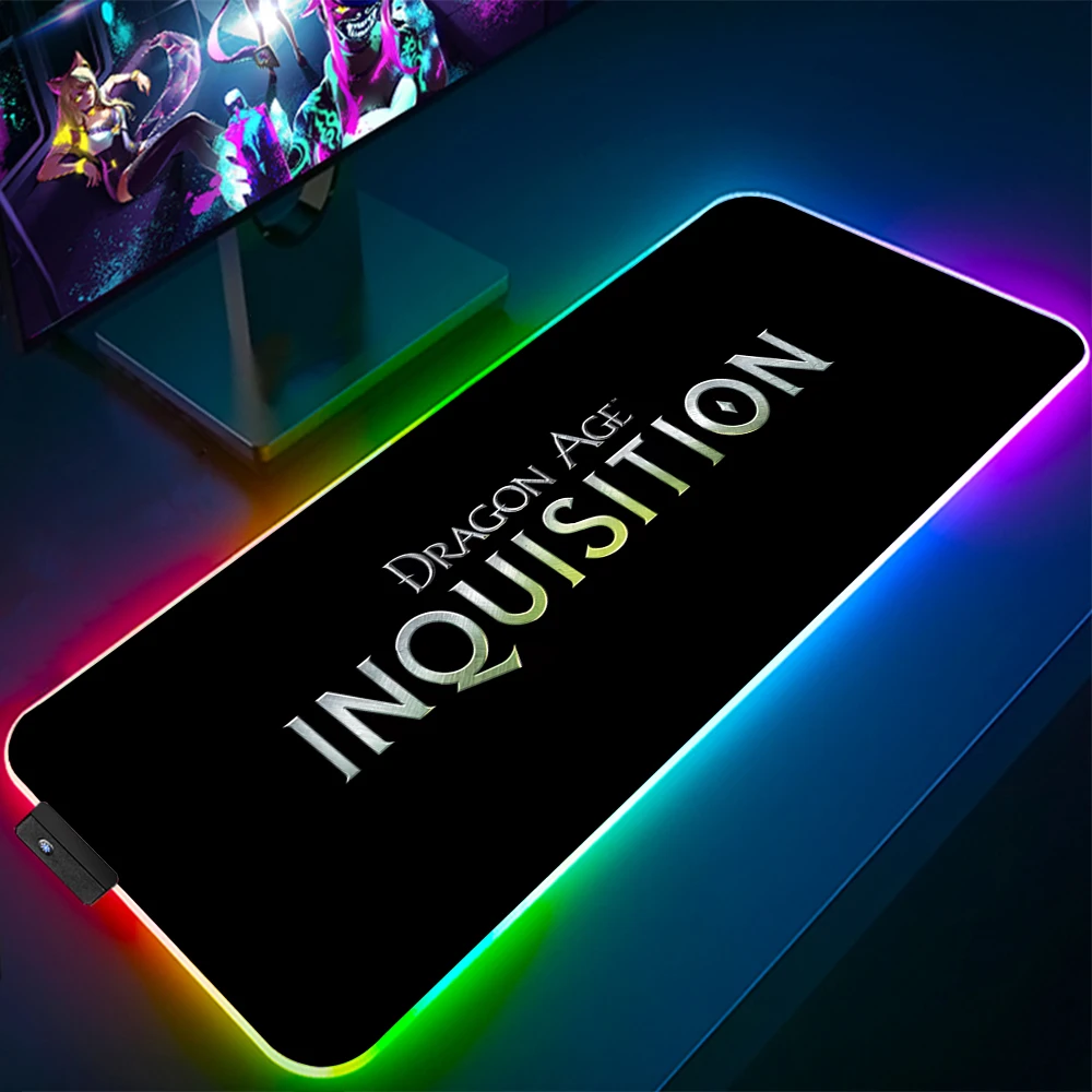 

Dragon Age Mousepad Gaming Mouse Pad RGB Gamer Mat Computer Desk Pad XL Keyboard Kamado Nezuko PC Gamer Locrkand Color Manga mat