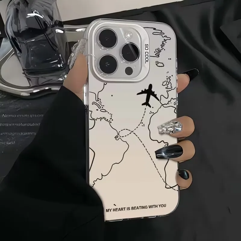Planes World Map Travel Phone Case for OPPO Reno 6 6Pro 7 7Pro 7Z 8T 10Pro Plus 5G Matte Shockproof Back Cover