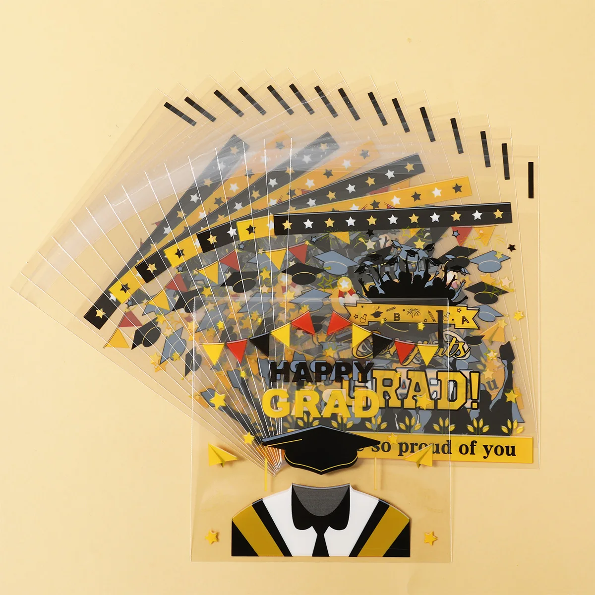 50/100pcs Graduation Season Theme Self-adhesive Bag Congrats Grad Candy Packing Congratulation Party Decor 2025