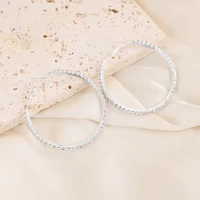 high grade electroplated alloy white rhine single layer circle earrings for woman
