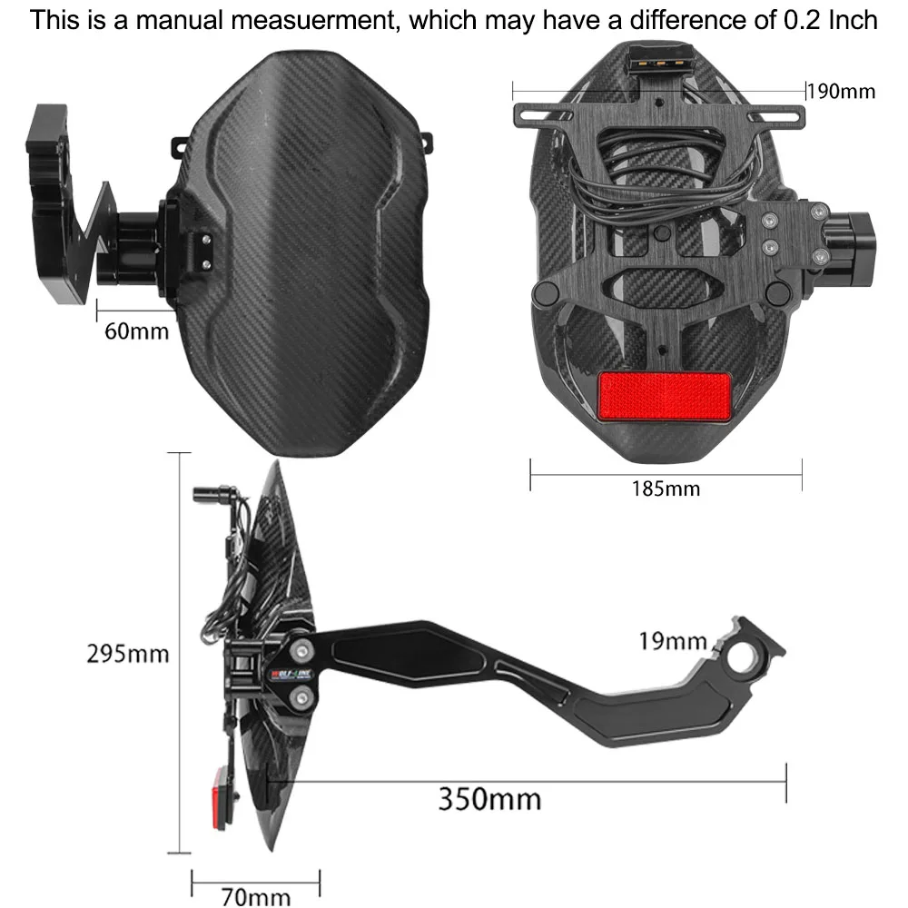 Настоящее углеродное волокно брызговик на заднее колесо со светодиодной