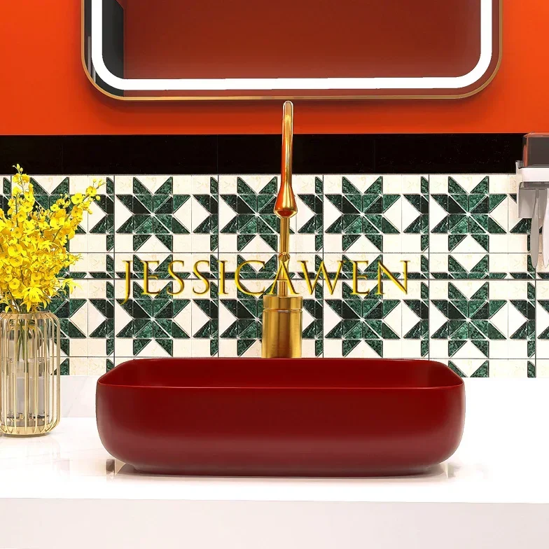 39*38*13 5 см круглая керамическая раковина квадратная для ванной комнаты бордо