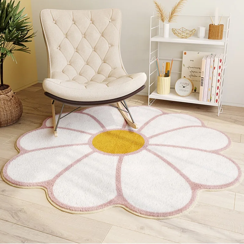 

Kids Room Cartoon Bedside Carpets Non-Slip Large Area Rugs for Living Room Flower Shape Round Rugs Floor Mats alfombra коврик