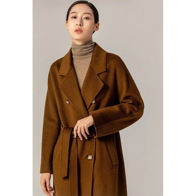 

Двустороннее кашемировое Удлиненное пальто, шерстяное пальто, новое шерстяное пальто 2023 года, осень и зима для женщин