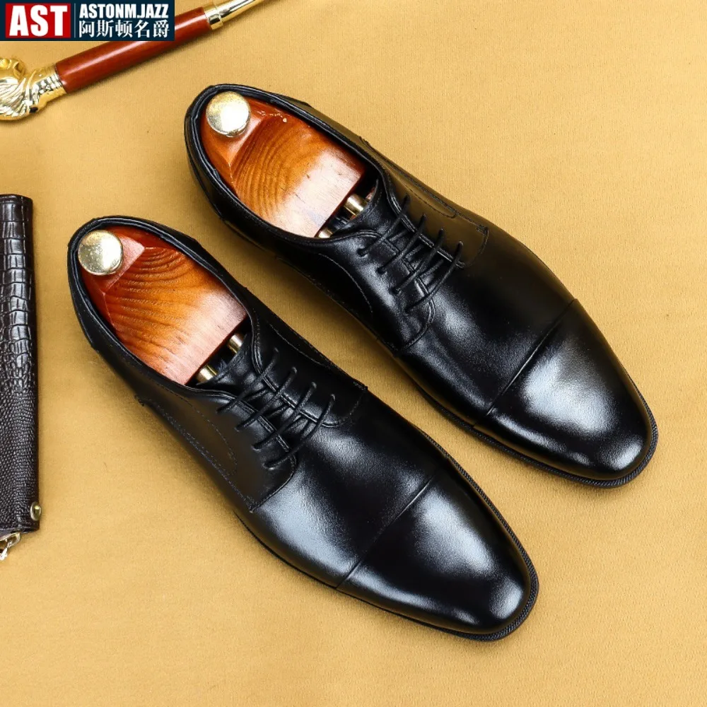 

Men's Real Cow Leather Wholecut Oxfords Classic Dress Shoes Brand Soft Handmade Office Business Suit Shoes Formal Shoes for Men