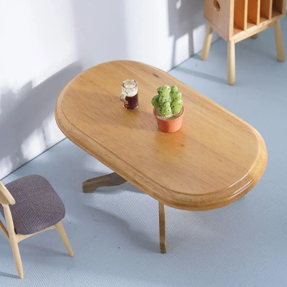 

New 1/12 Dollhouse Mini Simulation Furniture Birch Dolls House Dining Kitchen Model Room Table Living Accessories Q6d7