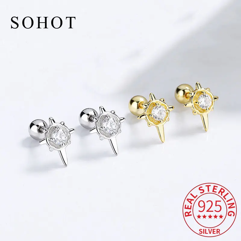 

Женские серьги-гвоздики из серебра 925 пробы с фианитами