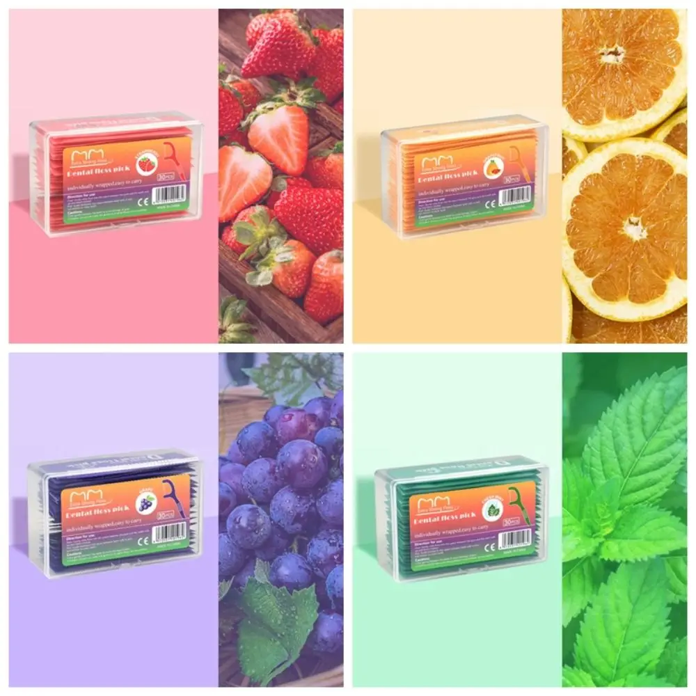 

30Pcs Fruity Teeth Cleaner Colorful Disposable Toothpick Individually Wrapped Portable Fruit-flavored Floss Women