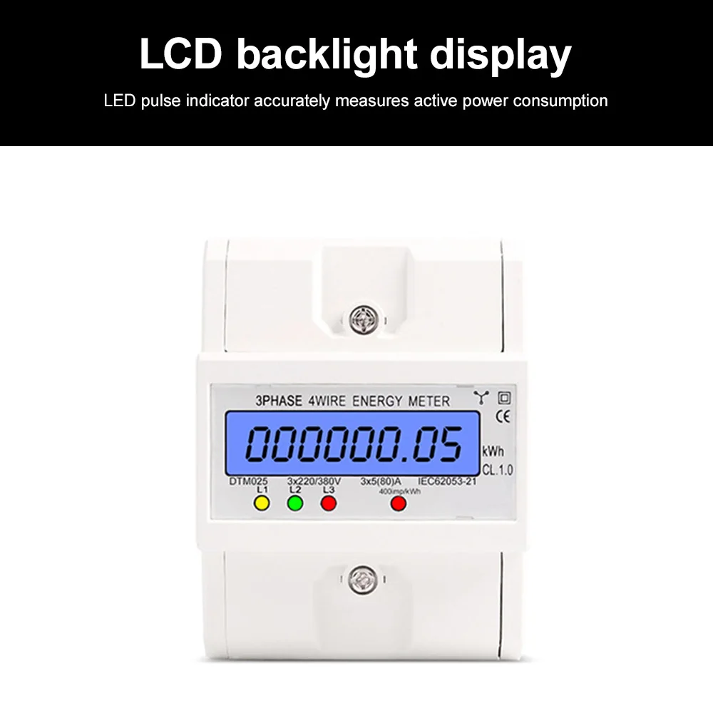 

3-фазный 4-проводной измеритель энергии 220 в 5-80 А измеритель потребления энергии кВтч установка на DIN-рейку Цифровой Электрический измерител...