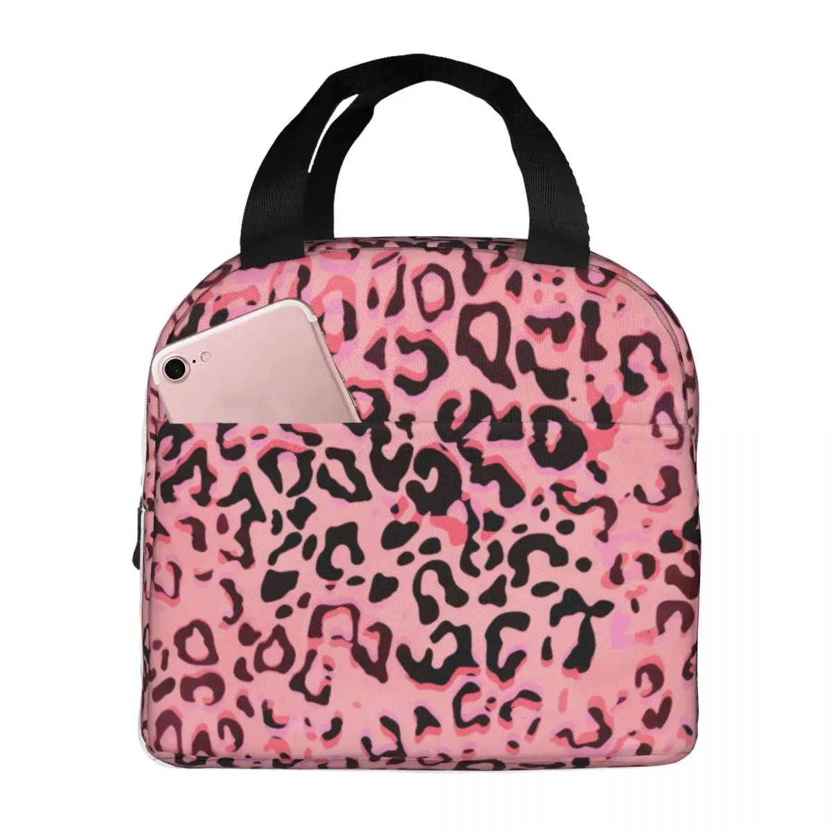 Leopard Print Lunch Bag Waterproof Insulated Canvas Cooler Bag Thermal Food Picnic Travel Lunch Box for Women Kids