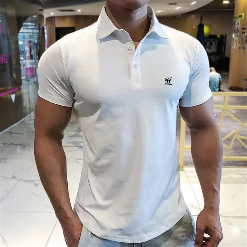Top Quality Summer Men Golf Wear Lapel T-shirt Curved Hem Sports Polo Shirt Man Business Short Sleeve Quick-dry Man Golf Uniform