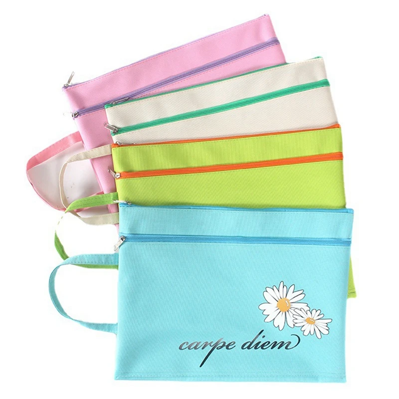 

4Pcs Double-Layer A4 File Bag File Bag Stationery Storage File Pouch For Students School Office Supplies