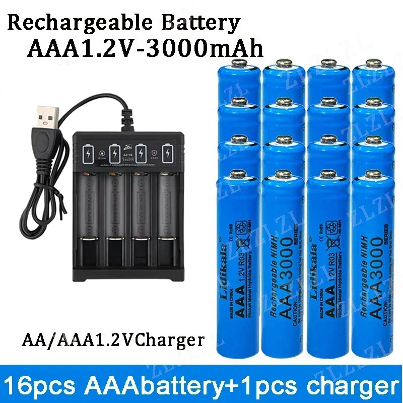 Новая аккумуляторная батарея 1 2 в AAA3000mAh + зарядное устройство щелочная