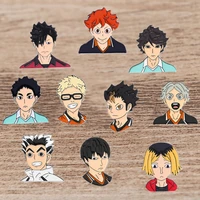 anime figures volleyball boy enamel pins badge haikyuu brooch backpack collar lapel decoration jewelry gifts for kids