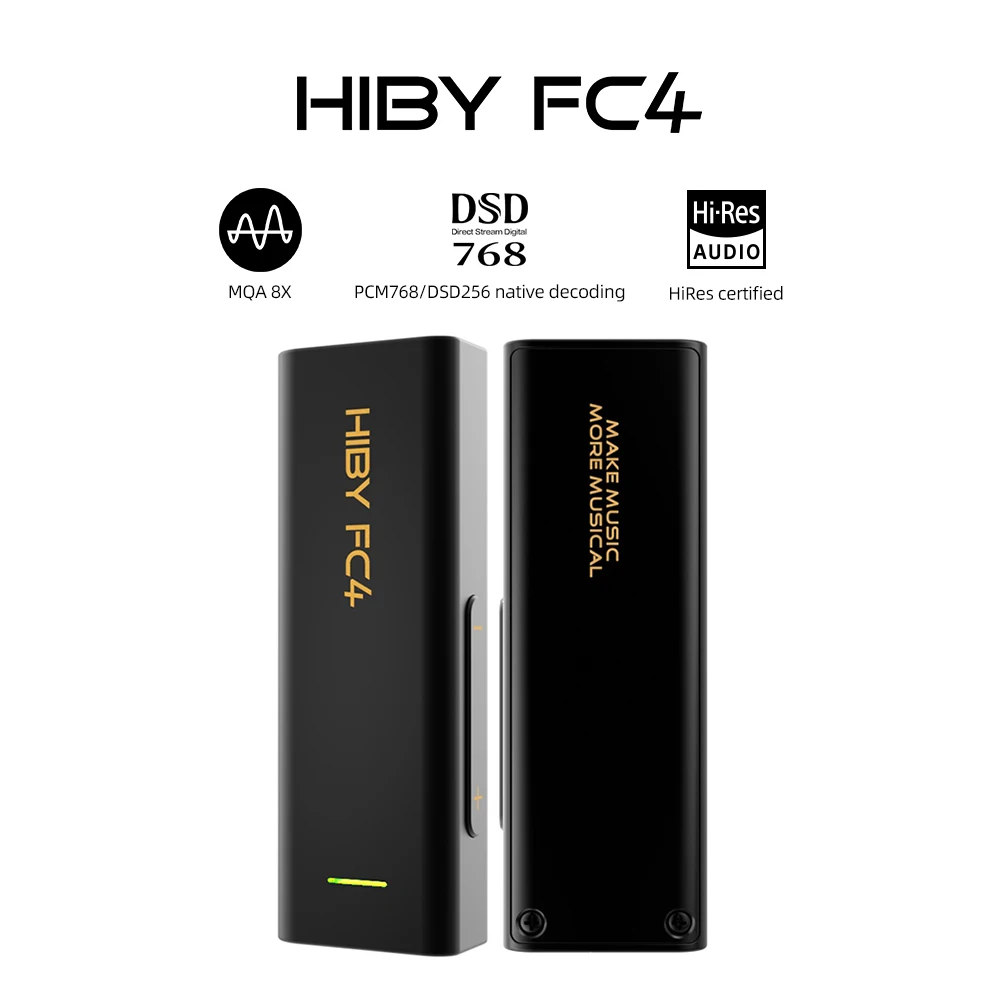 HiBy FC4 MQA authenticated dongle USB DAC Decoding Audio Headphone Amplifier DSD256 3.5mm 4.4mm Output for Android iOS Win10