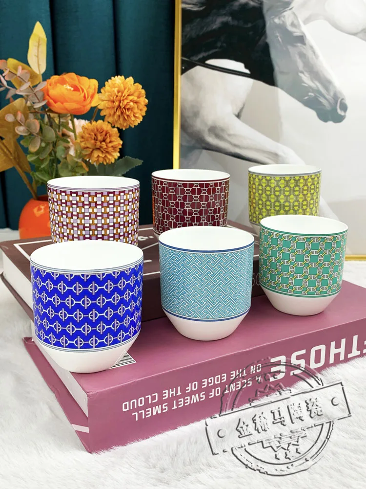 

6pcs Small Bone China Coffee Cup With 150ml Ceramic Cup Handleless Black Tea Coffee Kitchen Party Drinks Sanitary Ware Home Déco