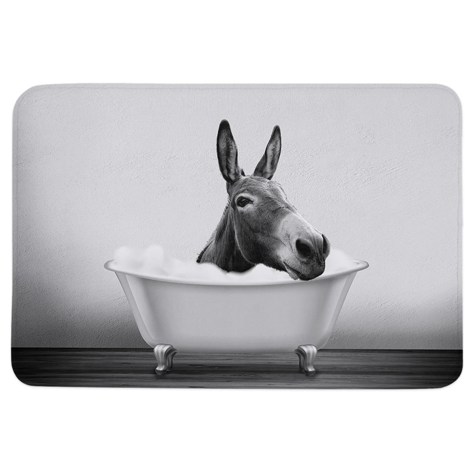 

Funny Bathtub Donkey Modern Welcome Mat Grounding Mat Rug for Kitchen Floor Rug Bath Mat Bedroom Door Mat