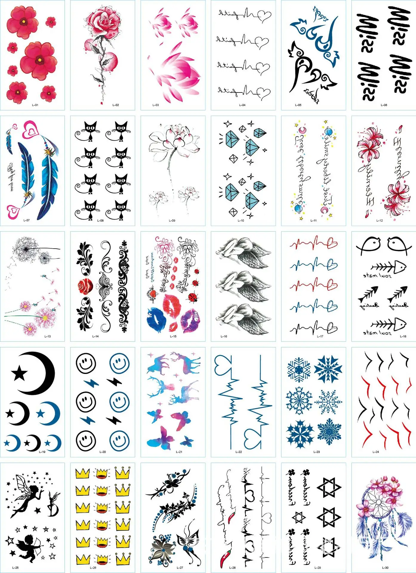 

30pcs Halloween Christma Style Fake Tattoo Henna 3D Tatoo Temporary Tattoo For Woman Waterproof Transferable Sleeve Body Sticker