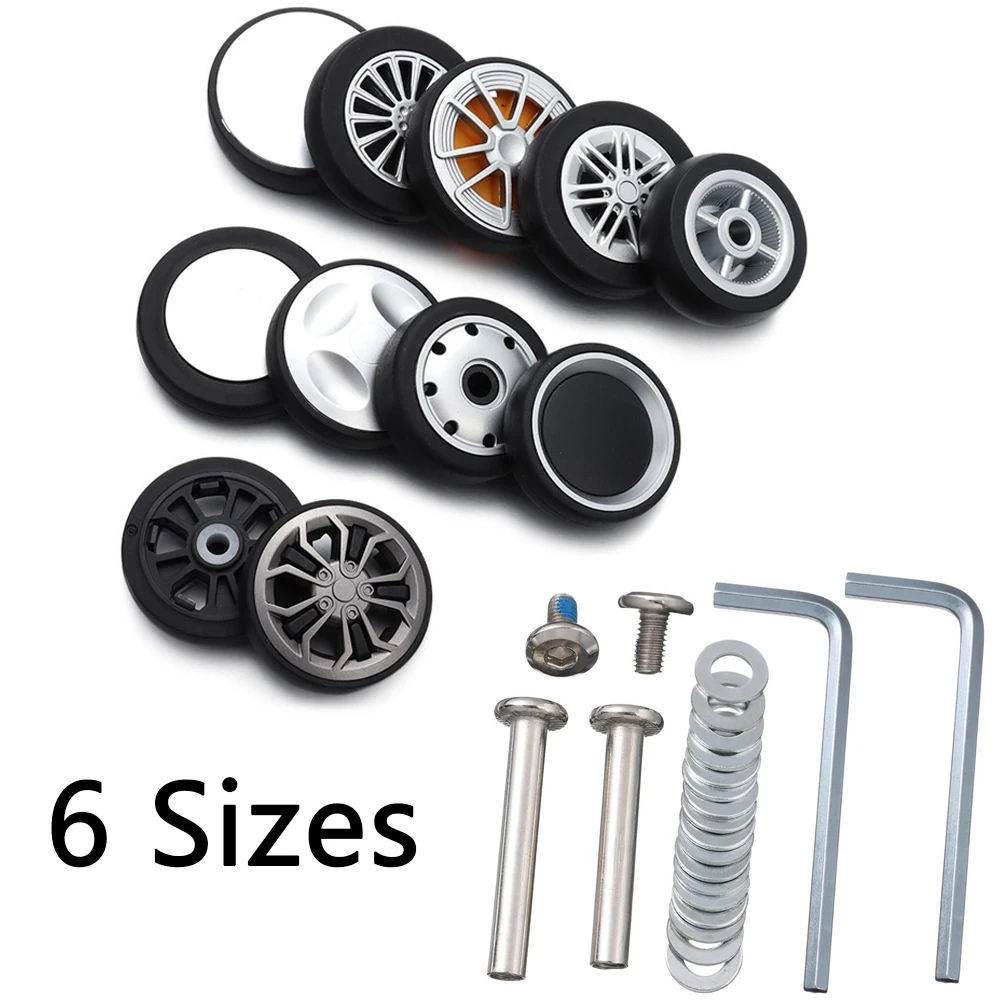 2Pcs Durable Travel Luggage Wheels With Screw Suitcase Parts Axles Replacement Caster Wheel Repair Kit DIY Replace Wheels