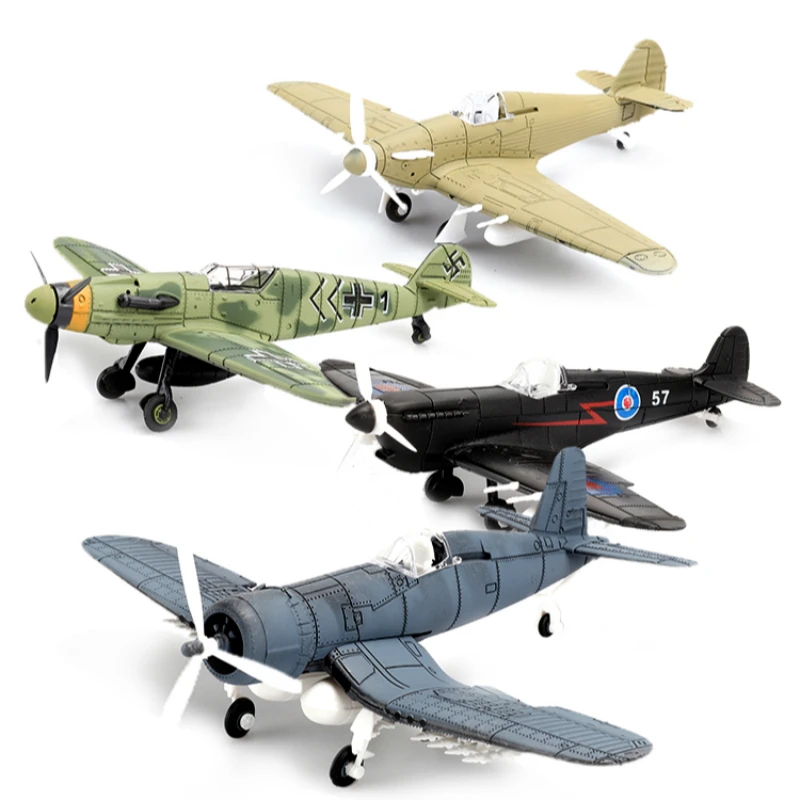 

6pcs/lot 4D Diy Toys Fighter Assemble Blocks Building Model Airplane Military Model Arms WW2 Germany BF109 UK Hurricane Fighter