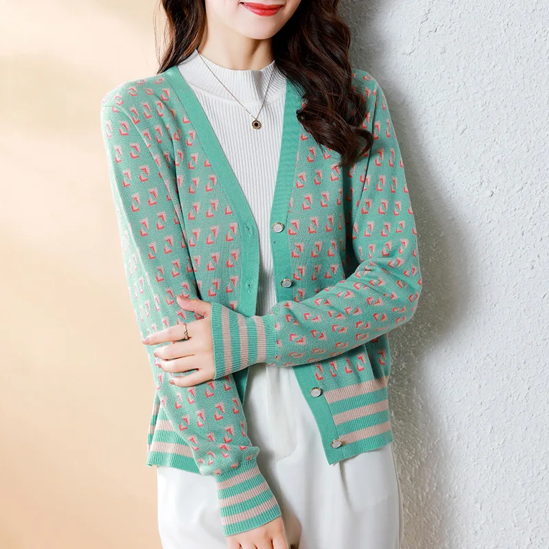 

Cardigan Knitted Jacket Women 2021 New Cardigan Sweater with V-neck Sweater Women Short Loose Shawl Top