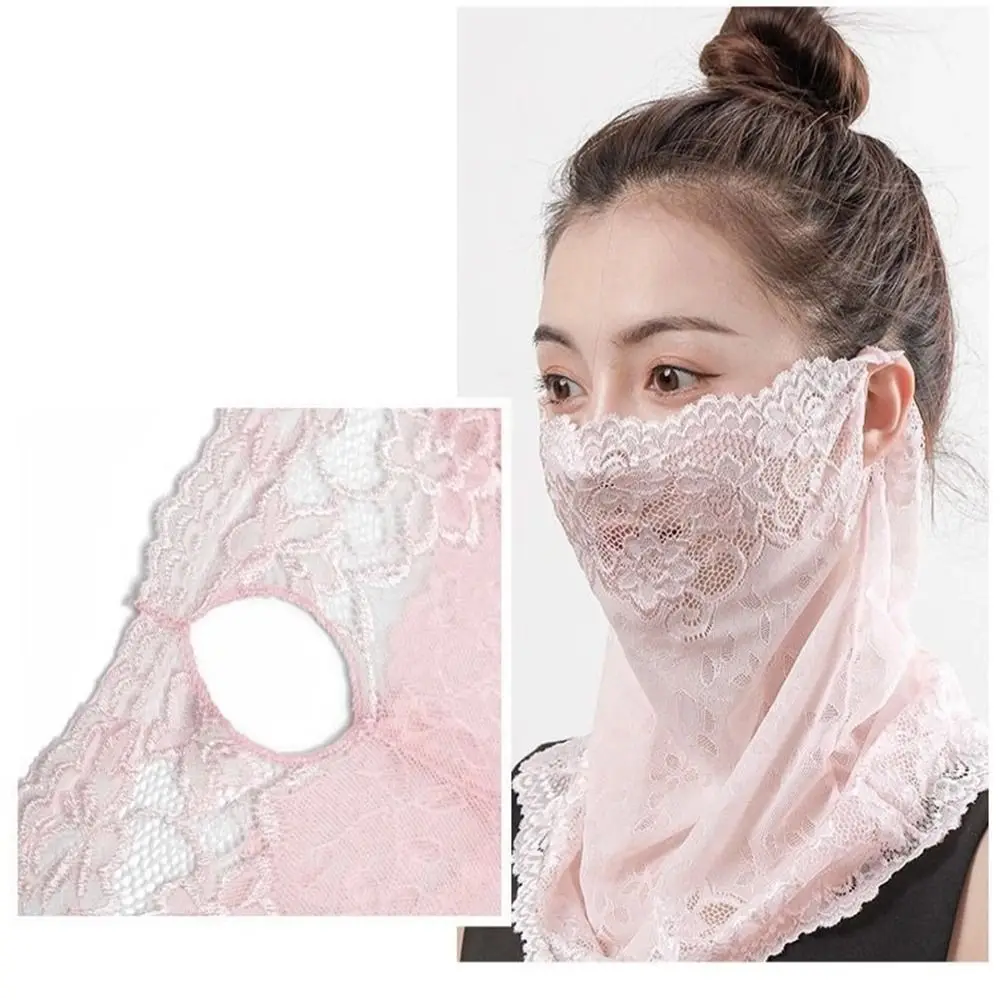 Шарф для лица с защитой от УФ-лучей Новая удобная кружевная маска шеи
