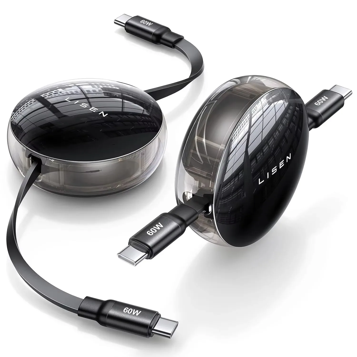 Выдвижной кабель для передачи данных Lisen 2024 60 Вт 3 А Тип c 2 упаковки iPhone 13 14 12 11 Pro X Max