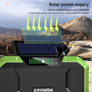 waterproof led flashlight emergency radio portable bluetooth speaker hand crank solar radio phone charger for outdoor survival free global shipping