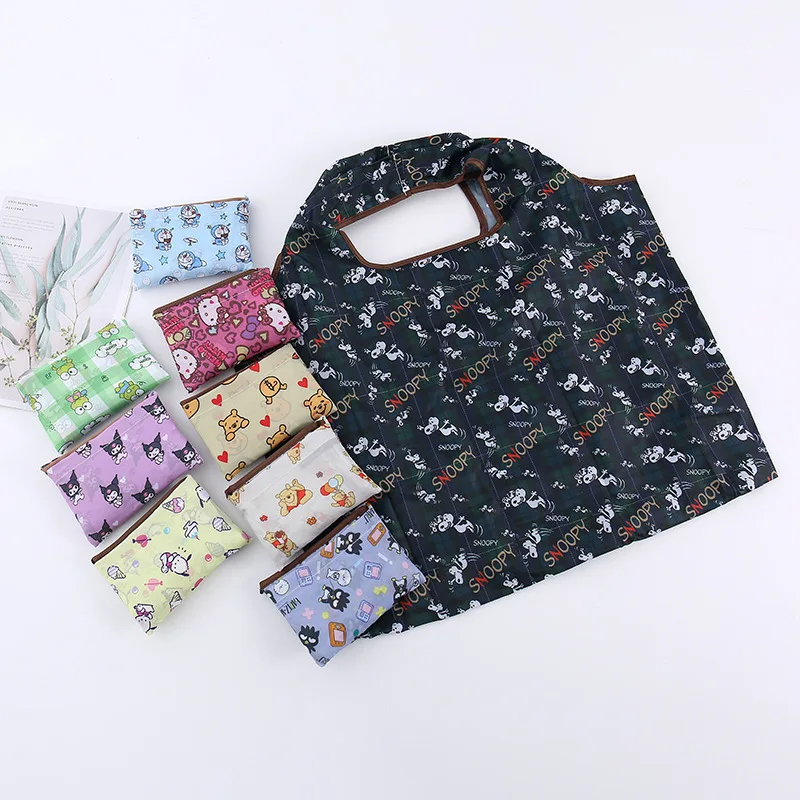 

Sanrio Kawaii мультфильм складной экологически чистый Hello Kitty Kuromi Cinnamoroll Tote Сумка тканевая художественная большая сумка для покупок сумка для хран...