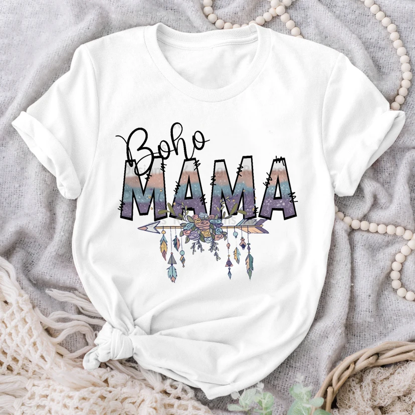 

T Shirts Women 2023 Cartoon Flowers Fashion Mama Mom Mother Love 90S Clothes Graphic Tshirt Top Lady Print Female Tee T-Shirt