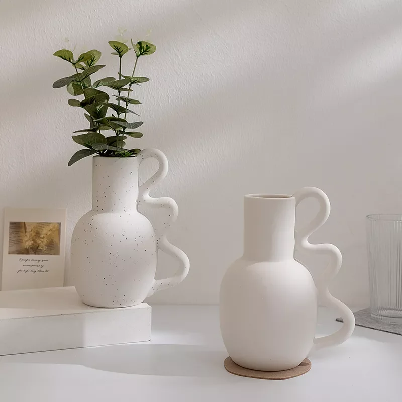 

NEW2023 Ting Ke Nordic INS wabi-sabi style ceramic Kettle-shaped hydroponic vase homestay hotel shop home decoration dried vase
