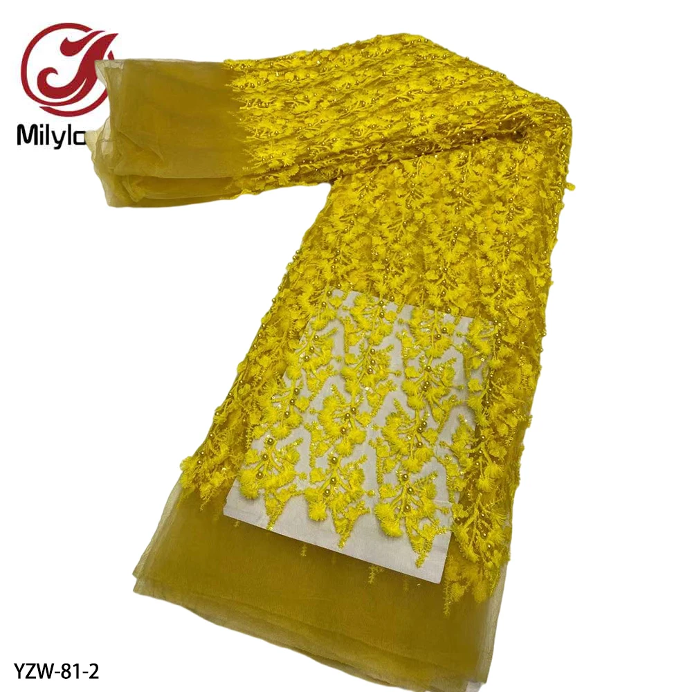 

Nigeria Lace Fabrics Embroidered Sequins African Lace Fabric 2020 High Quality Lace Fabric African Dress Women YZW-81