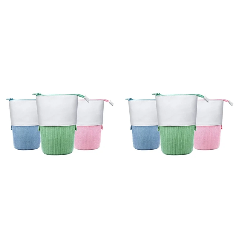 

6 шт. Телескопический карандаш, вертикальный канцелярский держатель для карандашей, холщовая подставка двойного использования, сумки для карандашей с молнией B