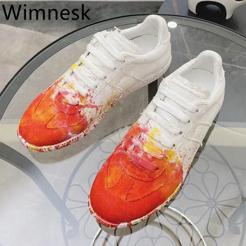 

Весенние новые модные разноцветные туфли дерби Женские повседневные кроссовки на шнуровке с круглым носком холщовые Прогулочные кроссовки для женщин 2023