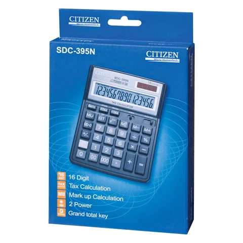 Calculator desktop citizen sdc-395n 16-bit with dual power | Calculators