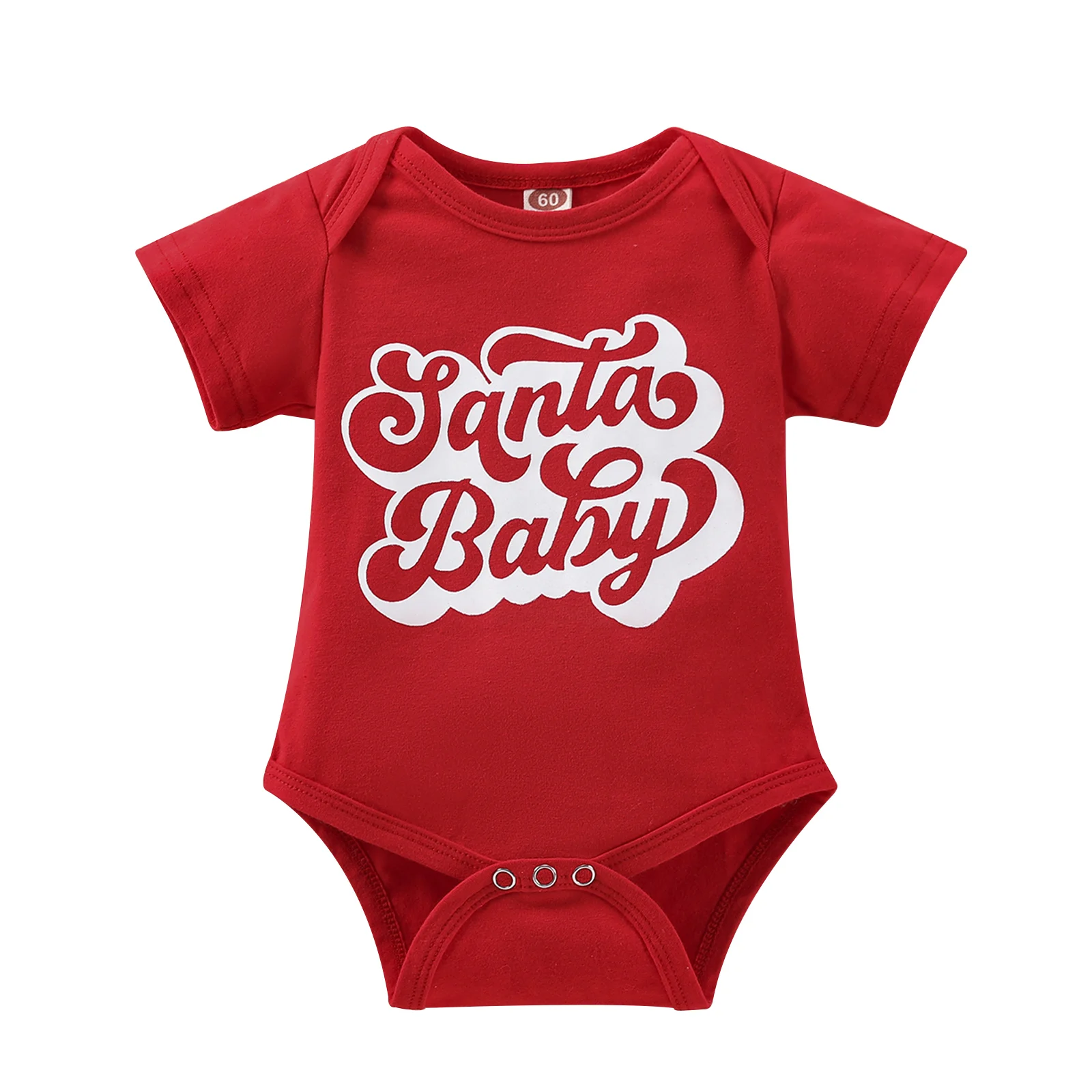 

2022-07-28 Lioraitiin 0-24M Children's Bodysuit Short Sleeve Letter Printed O-Neck Red Jumpsuit Christmas Clothing