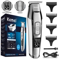 kemei professional hair clipper for men lcd digital electric trimmer haircut shaving machine cutting barber clippers blade razor