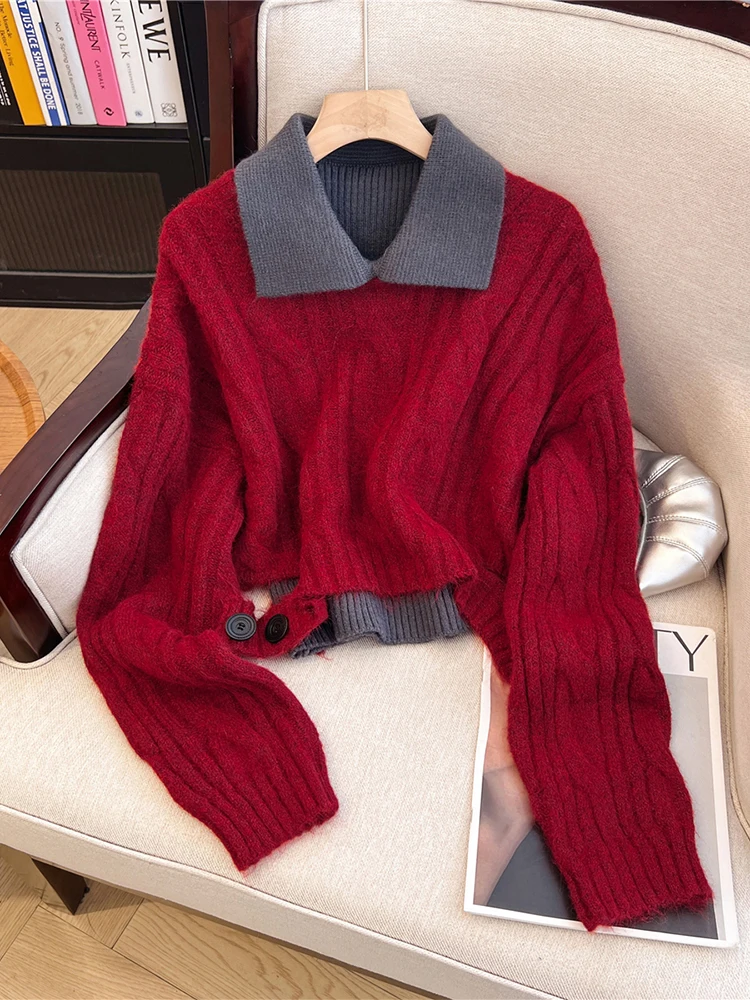 Женский абрикосовый пуловер свитер Harajuku Y2k вязаные кашемировые свитера с